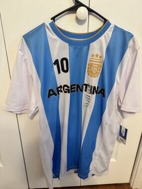 AFA Argentina Messi Jersey #10 Blue and White Stripes Size Large New With Tags